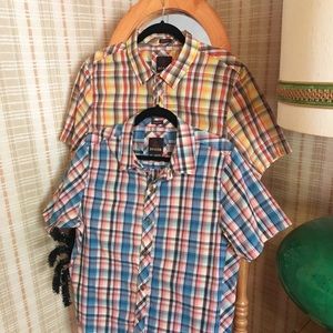 Prana Elliot Slim Plaid Button Shirt x 2